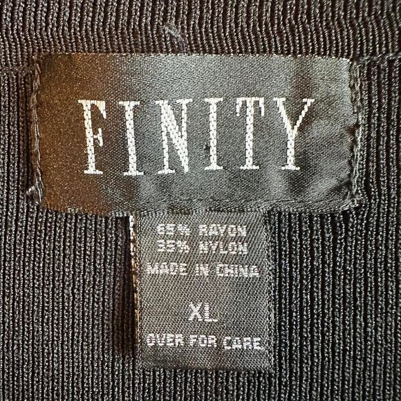 Finity Black & Pink Beaded Collared Long‎ Sleeve Top 2000s Y2K Mcbling Sz XL - Picture 3 of 4